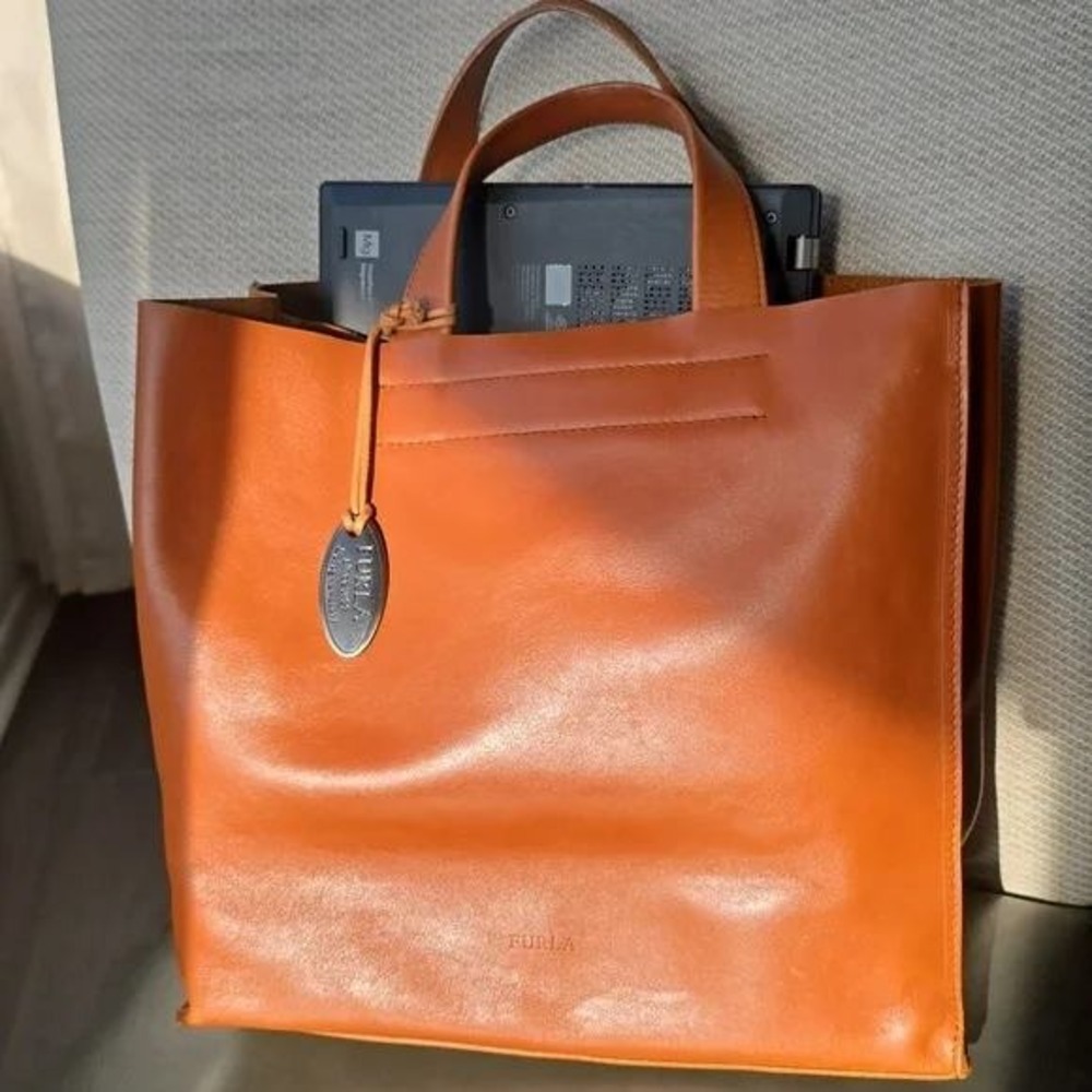 Furla Orange Leather‎ Tote Handbag